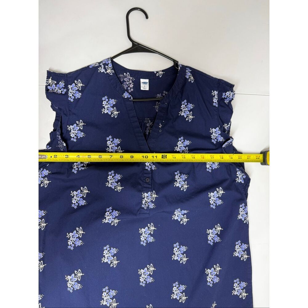 Old Navy Women’s Navy Floral Dress Ruffle Sleeve V-Neck Lightweight Cotton Sz L - Picture 6 of 9